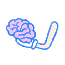 Hand holding a pink brain. Illustration.