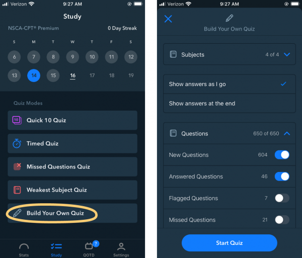 Pocket Prep Build Your Own Quiz