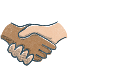 Two hands in a handshake. Illustration.