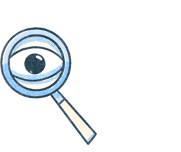 A magnifying glass with an enlarged eye. Illustration.