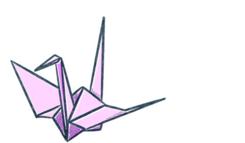 Origami crane. Illustration.