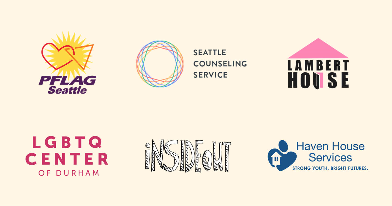 Logos of six LGBTQ organizations.