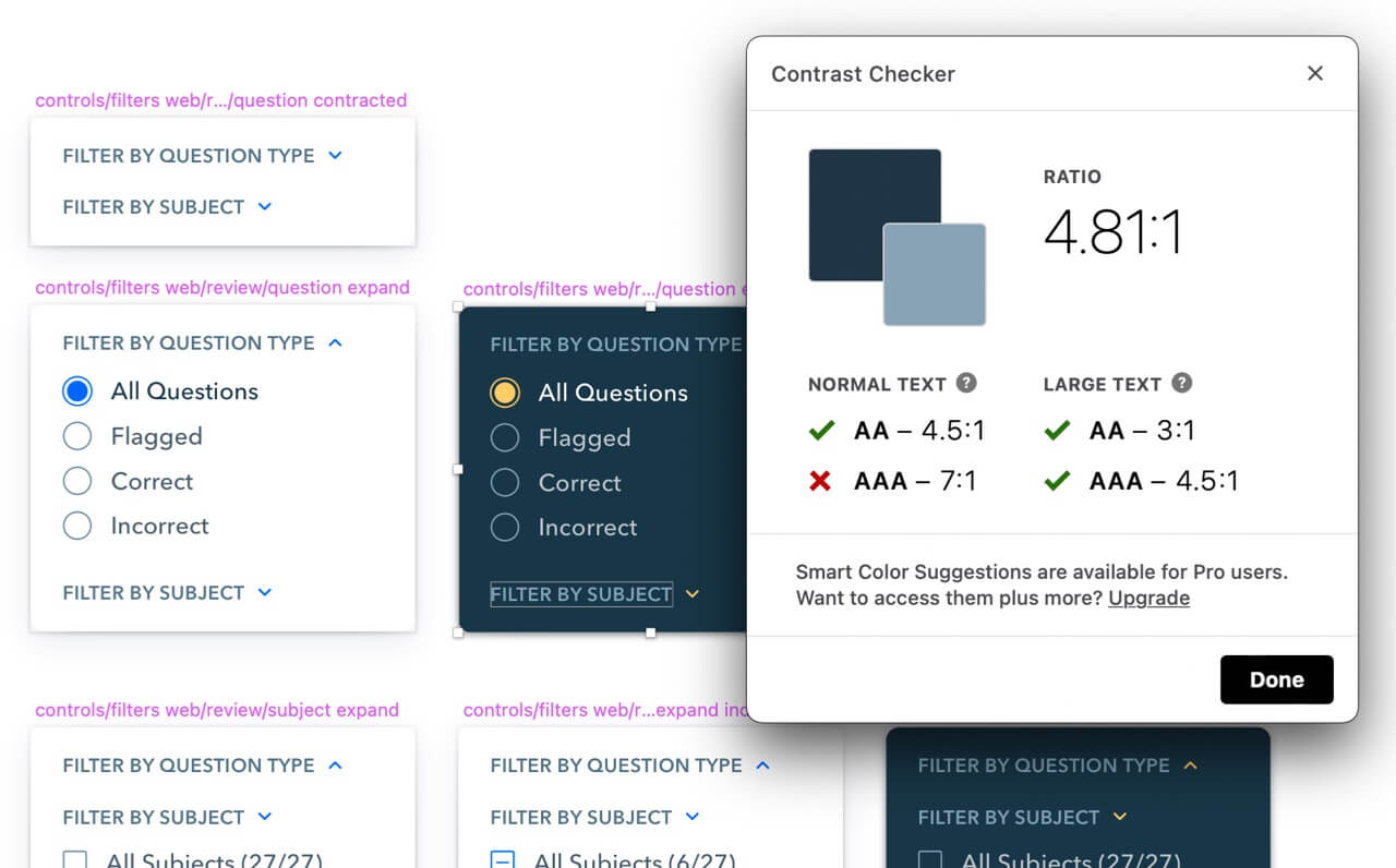 Image to show checking color contrast with Stark color tool.