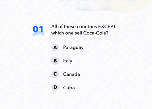 Multiple choice question about which countries serve Coca Cola. GIF